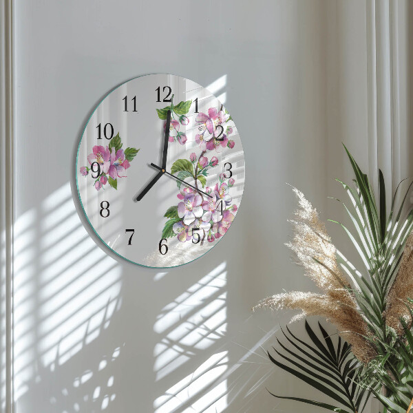 Wanduhr rund Blumen
