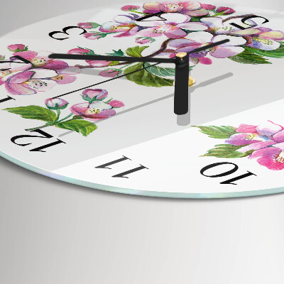 Wanduhr rund Blumen