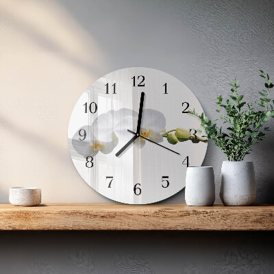 Wanduhr rund Orchidee