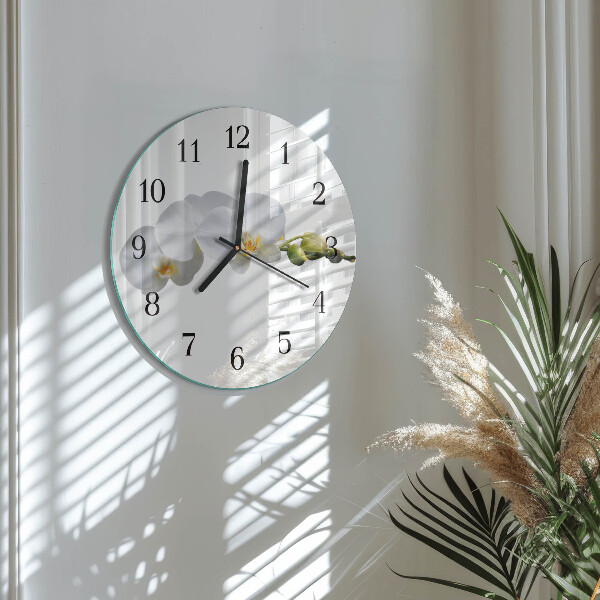 Wanduhr rund Orchidee