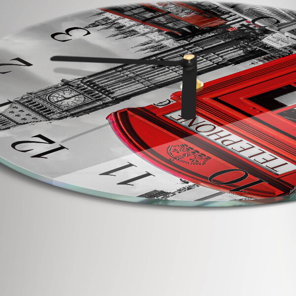 Wanduhr rund Rote Telefonzelle