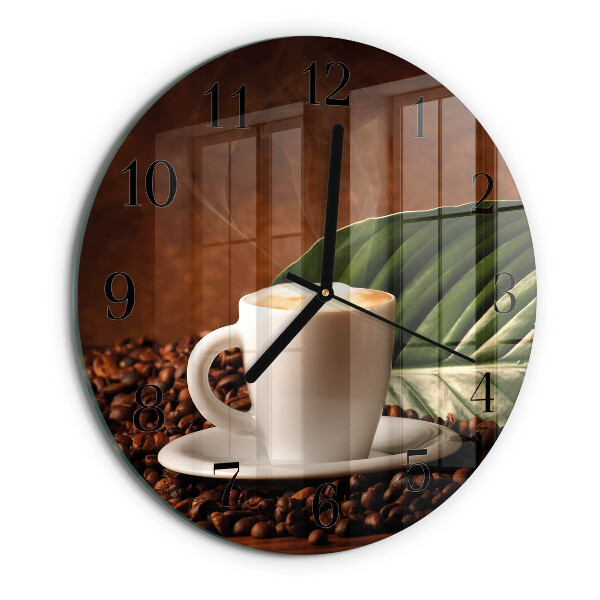 Wanduhr rund Tasse Kaffee