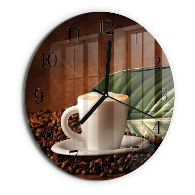 Wanduhr rund Tasse Kaffee