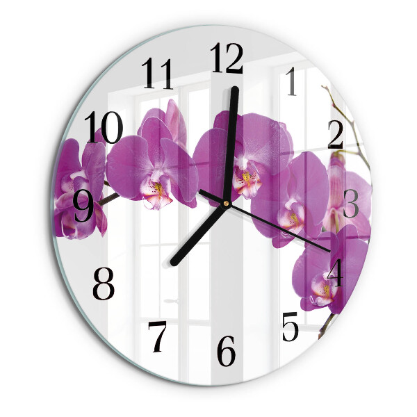 Wanduhr rund Orchidee