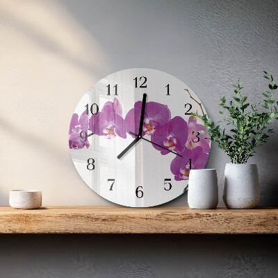 Wanduhr rund Orchidee