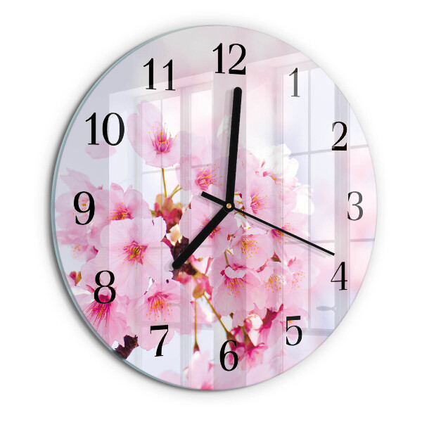 Wanduhr rund Blumen