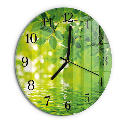 Wanduhr rund Blätter