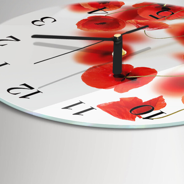 Wanduhr rund Mohnblumen
