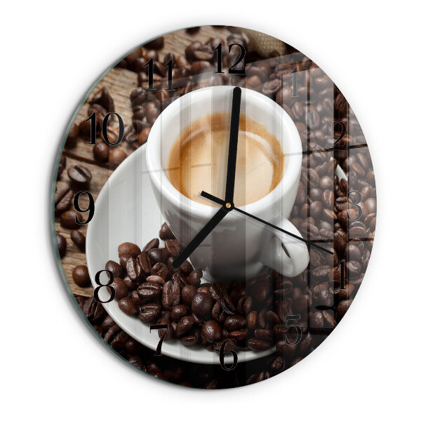 Wanduhr rund Tasse Kaffee