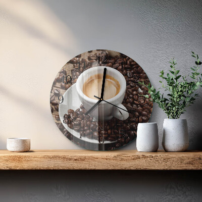 Wanduhr rund Tasse Kaffee