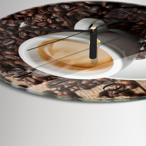 Wanduhr rund Tasse Kaffee