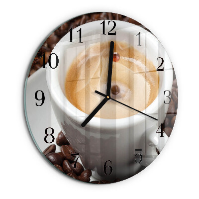 Wanduhr rund Tasse Kaffee