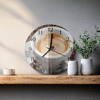 Wanduhr rund Tasse Kaffee