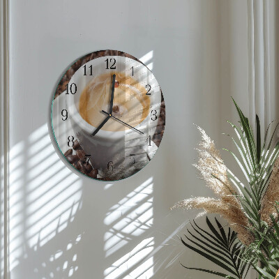 Wanduhr rund Tasse Kaffee