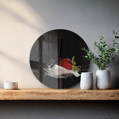 Wanduhr rund Erdbeere