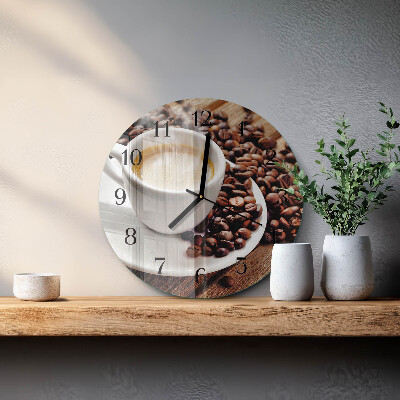 Wanduhr rund Tasse Kaffee