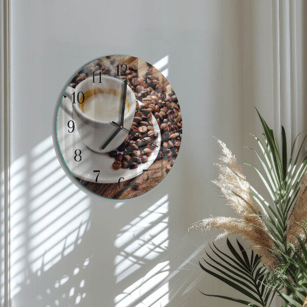 Wanduhr rund Tasse Kaffee