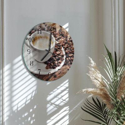 Wanduhr rund Tasse Kaffee