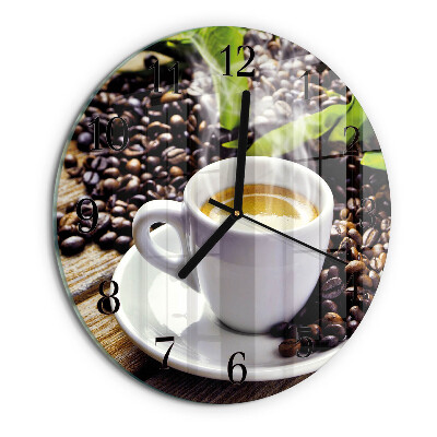 Wanduhr rund Tasse Kaffee