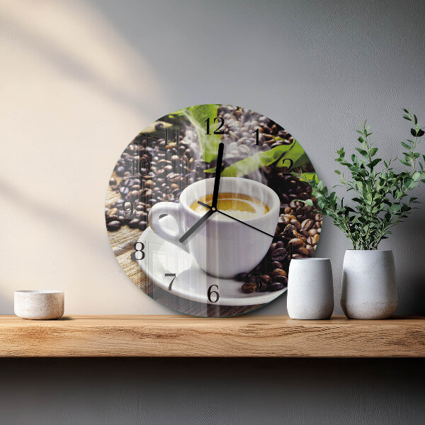 Wanduhr rund Tasse Kaffee