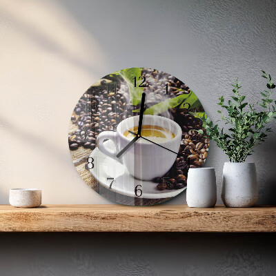 Wanduhr rund Tasse Kaffee