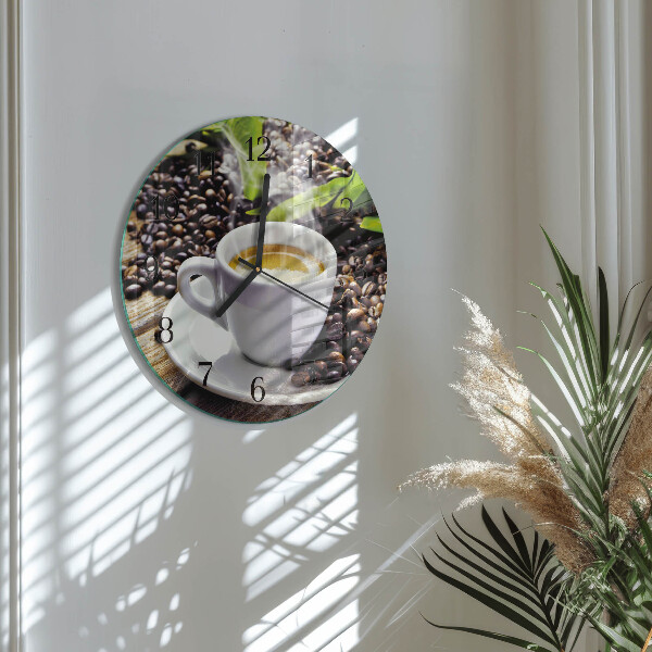 Wanduhr rund Tasse Kaffee