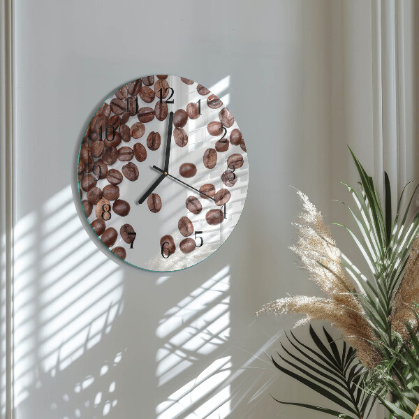 Wanduhr rund Kaffeebohnen