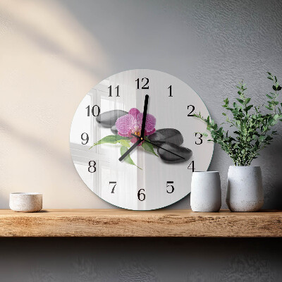 Wanduhr rund Orchidee
