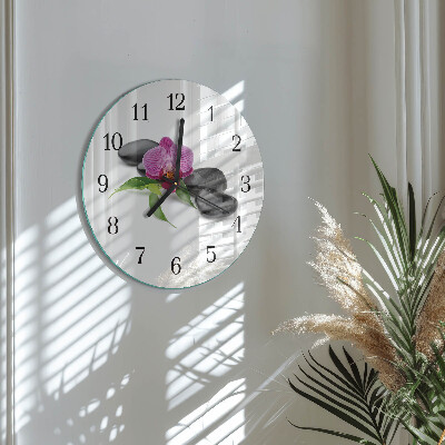 Wanduhr rund Orchidee