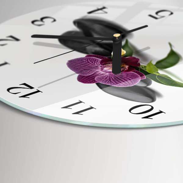 Wanduhr rund Orchidee