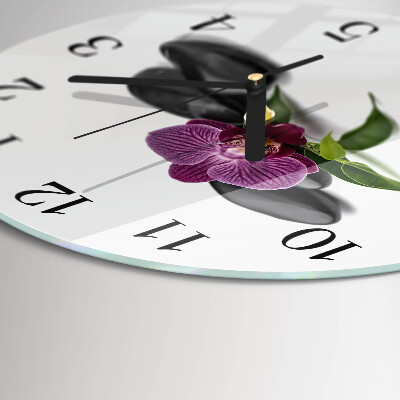 Wanduhr rund Orchidee