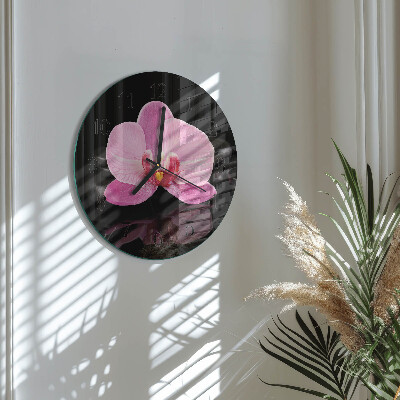 Wanduhr rund Orchidee