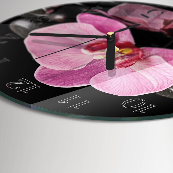 Wanduhr rund Orchidee