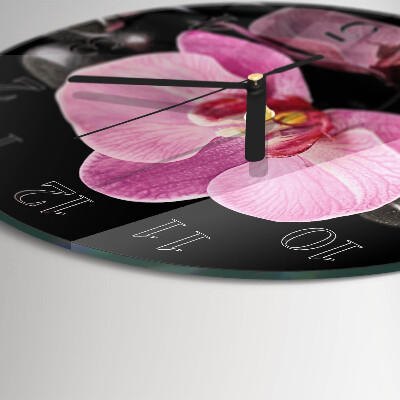 Wanduhr rund Orchidee