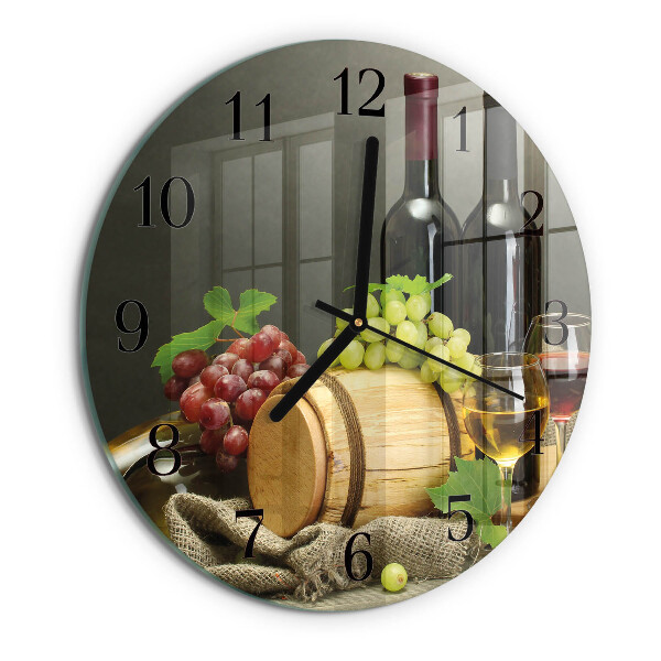 Wanduhr rund Trauben für Wein