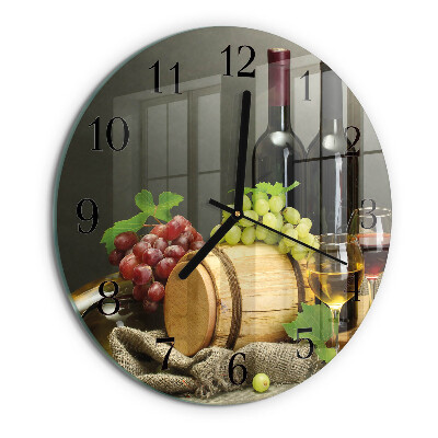 Wanduhr rund Trauben für Wein