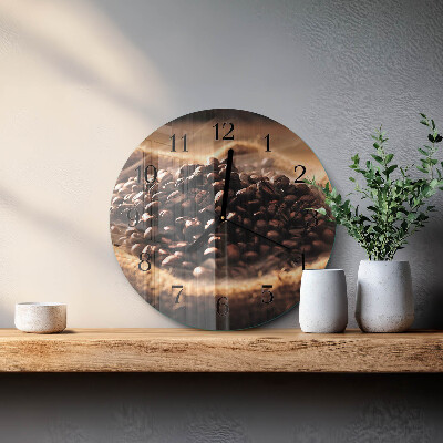 Wanduhr rund Kaffeebohnen