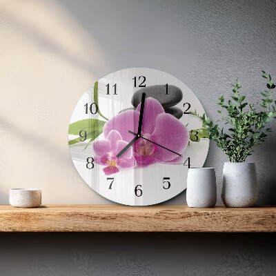 Wanduhr rund Orchidee