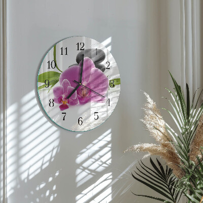 Wanduhr rund Orchidee