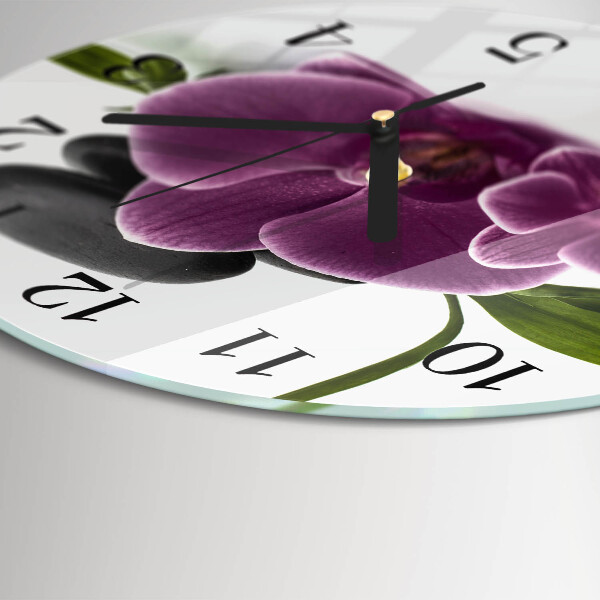 Wanduhr rund Orchidee
