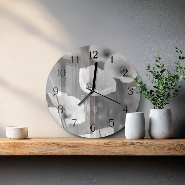 Wanduhr rund Mohnblumen