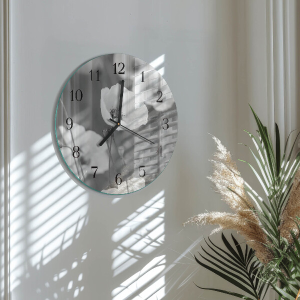 Wanduhr rund Mohnblumen