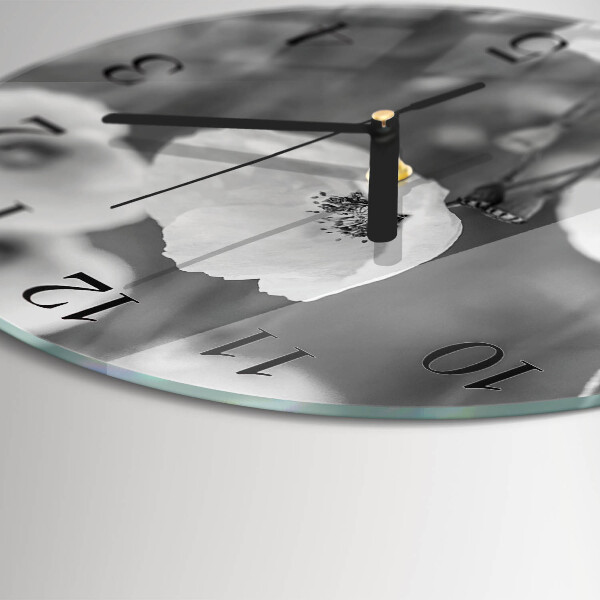 Wanduhr rund Mohnblumen