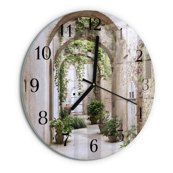 Wanduhr rund Allee-Pflanzen