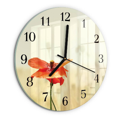 Wanduhr rund Mohn