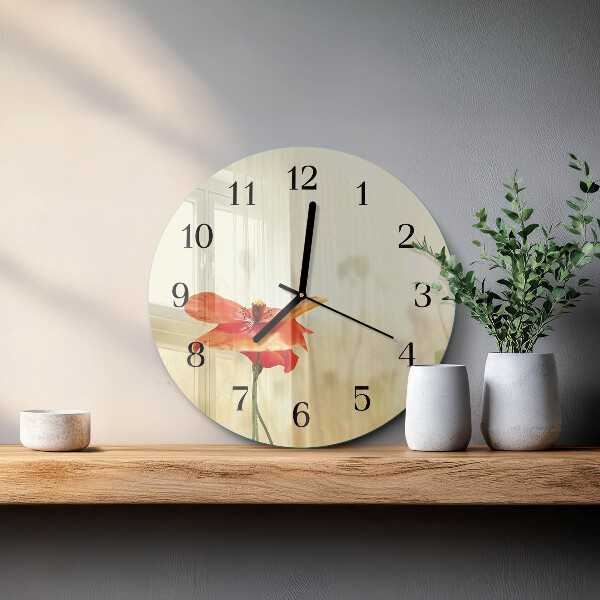 Wanduhr rund Mohn