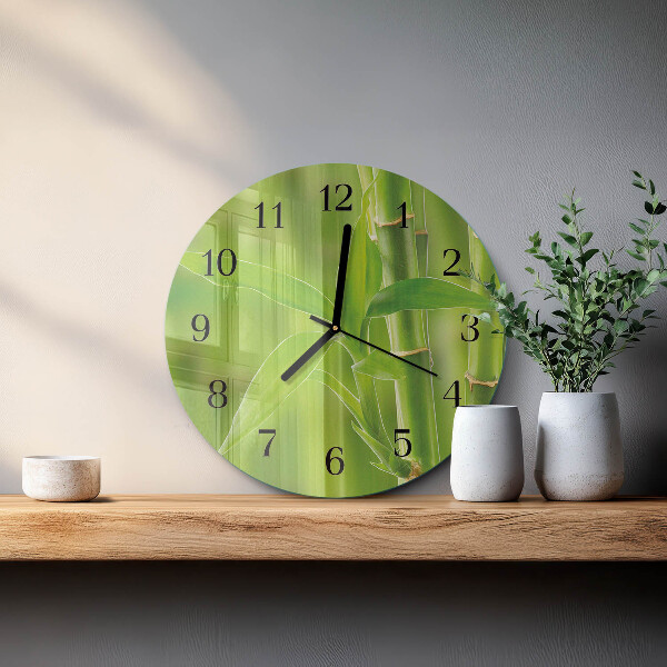 Wanduhr rund Bambuspflanze