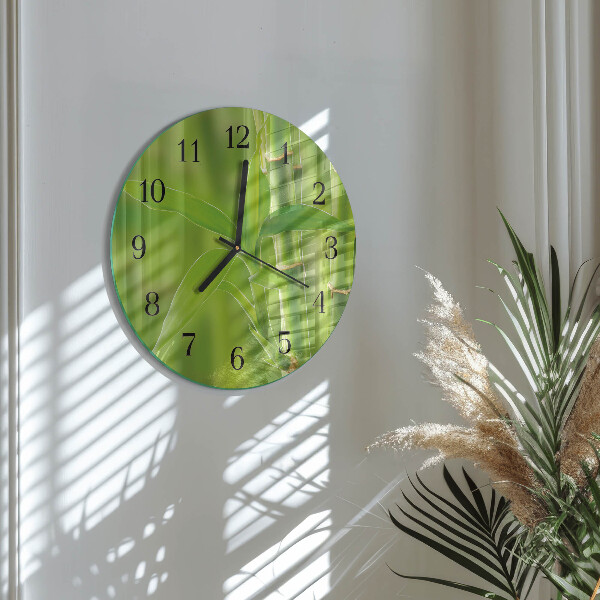 Wanduhr rund Bambuspflanze
