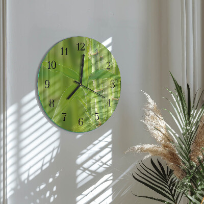 Wanduhr rund Bambuspflanze