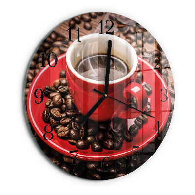 Wanduhr rund Tasse Kaffee